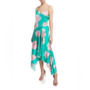 Fleur du Mal green and pink 100% silk floral dress